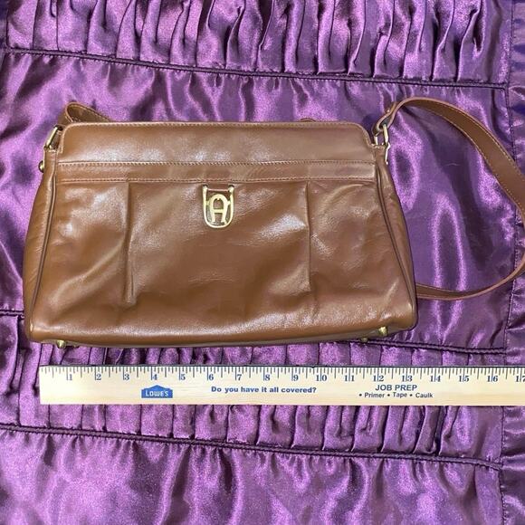 Vintage Etienne Aigner Leather Purse Handbag Brown Leather Strap Old School LOGO - Picture 10 of 11